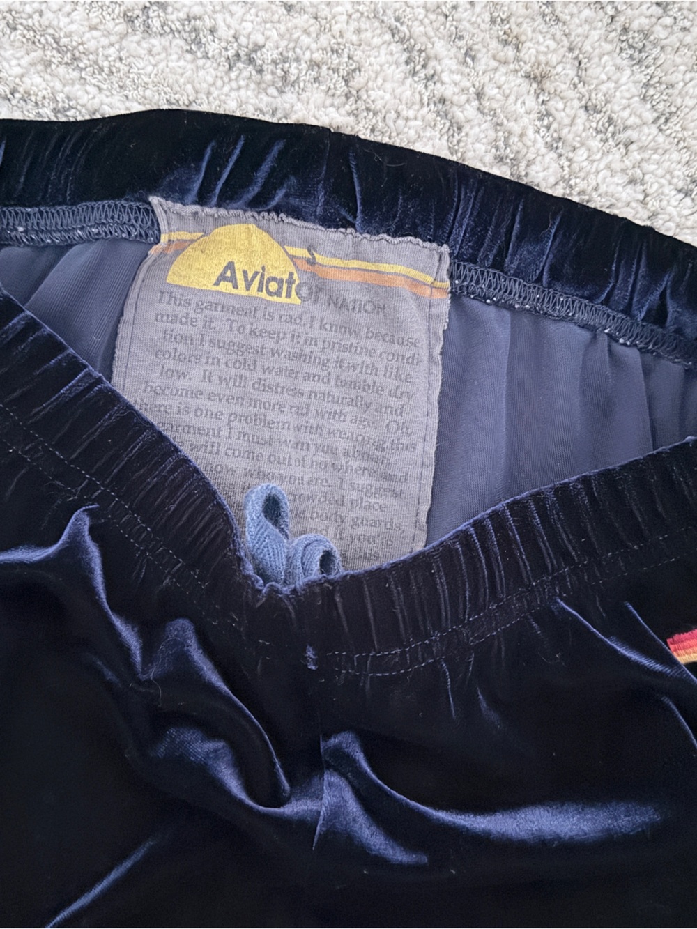 AVIATOR NATION Velvet Track Suit (set) with Rainbow Side Stripe - Navy - Picture 7 of 8